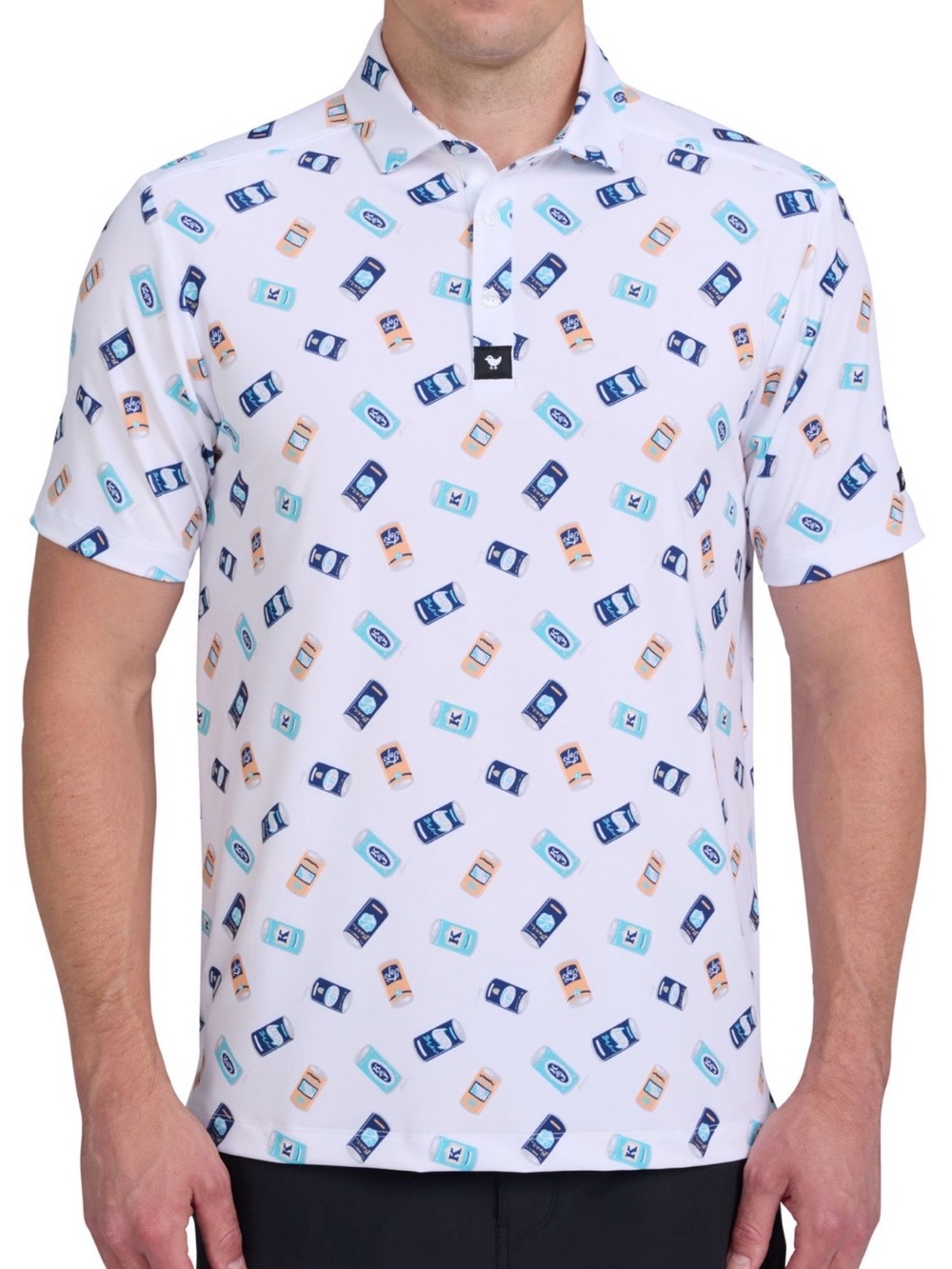 Bad Birdie Men's Crushable CoreGolf White Polo Size Small UPF 50+ Short Sleeve